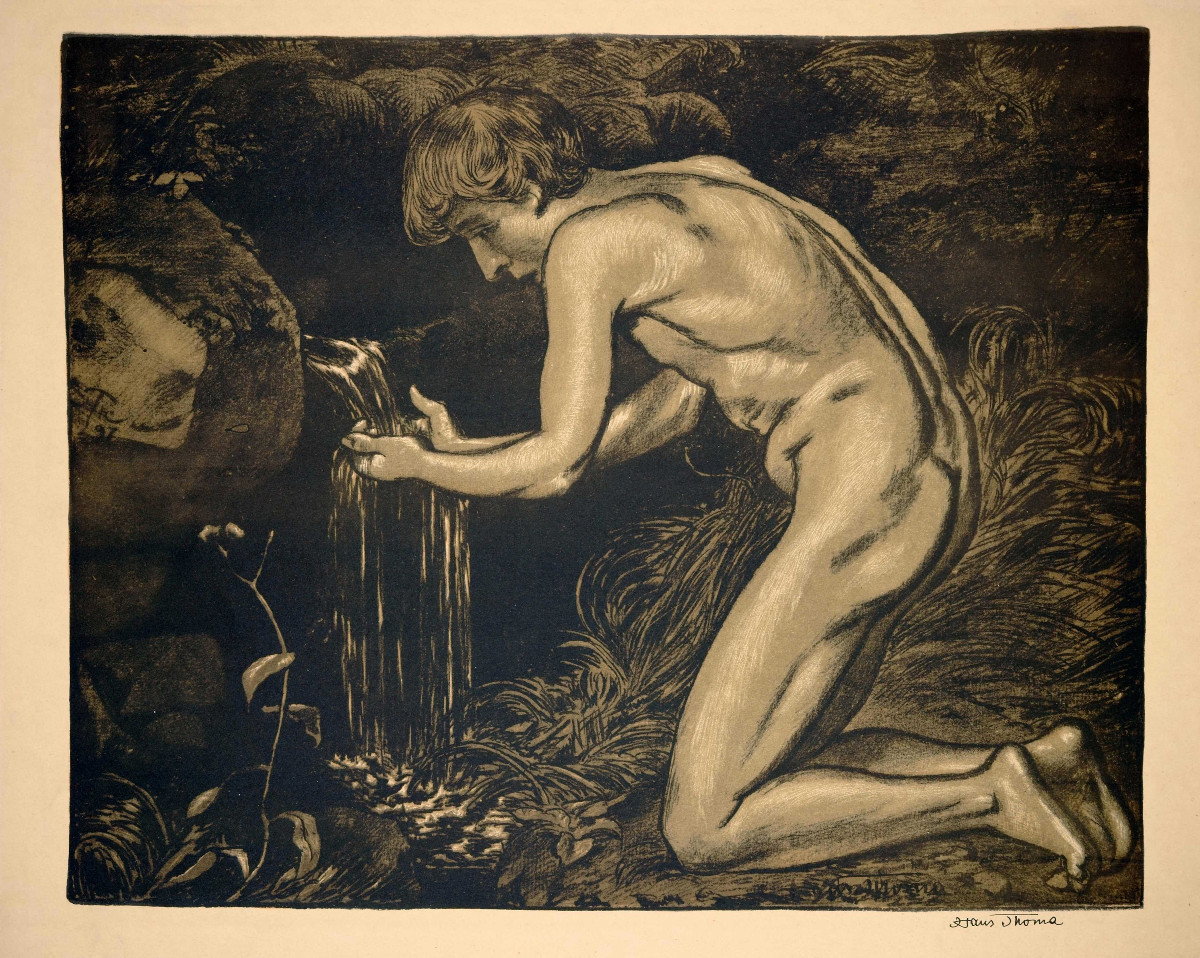Hans Thoma (1839-1924), Boy At The Source, 1897