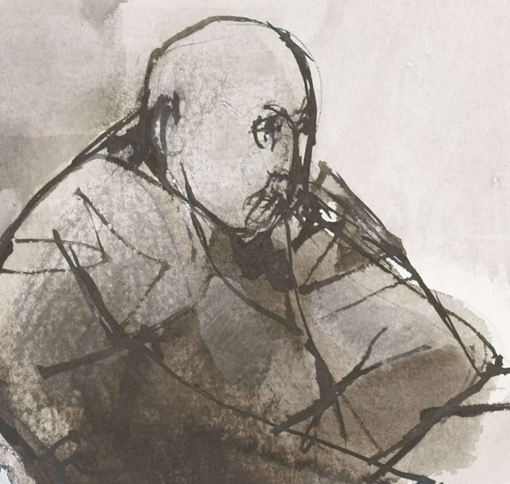 Ruth Schloss (1922-2013), Two Seated Elderly People, Circa 1990-photo-4