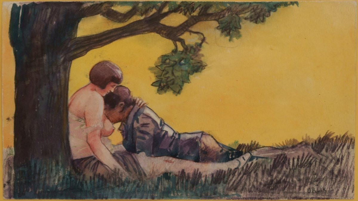 Emil Orlik (1870-1932), Scène d'amour sous un arbre, 1912-photo-2