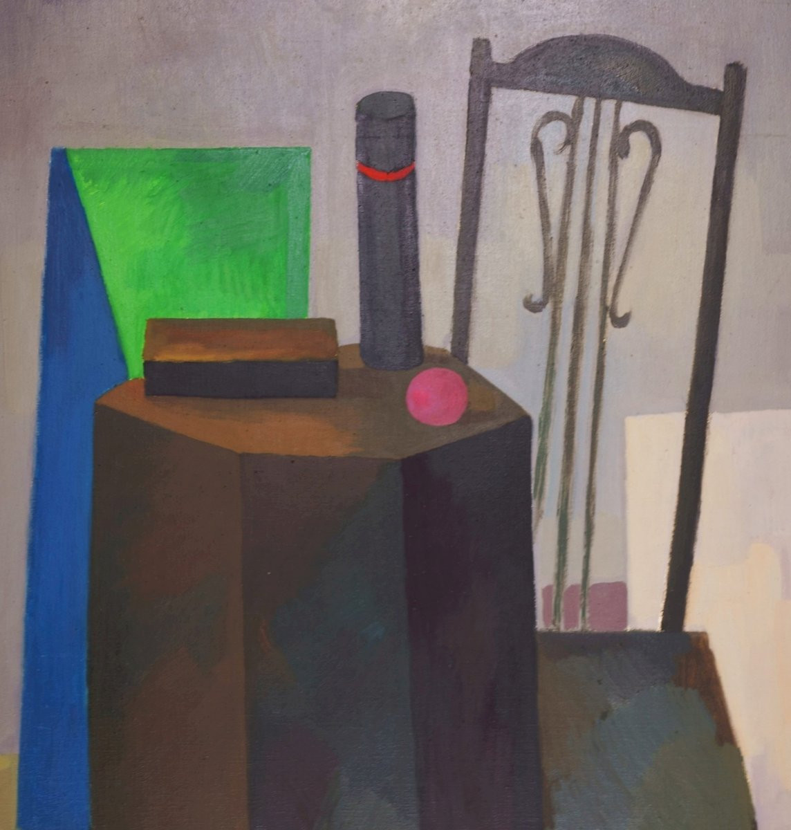 Ev Grüger (1928-2017), Intérieur avec chaise et figures géométriques, vers 1958-photo-2