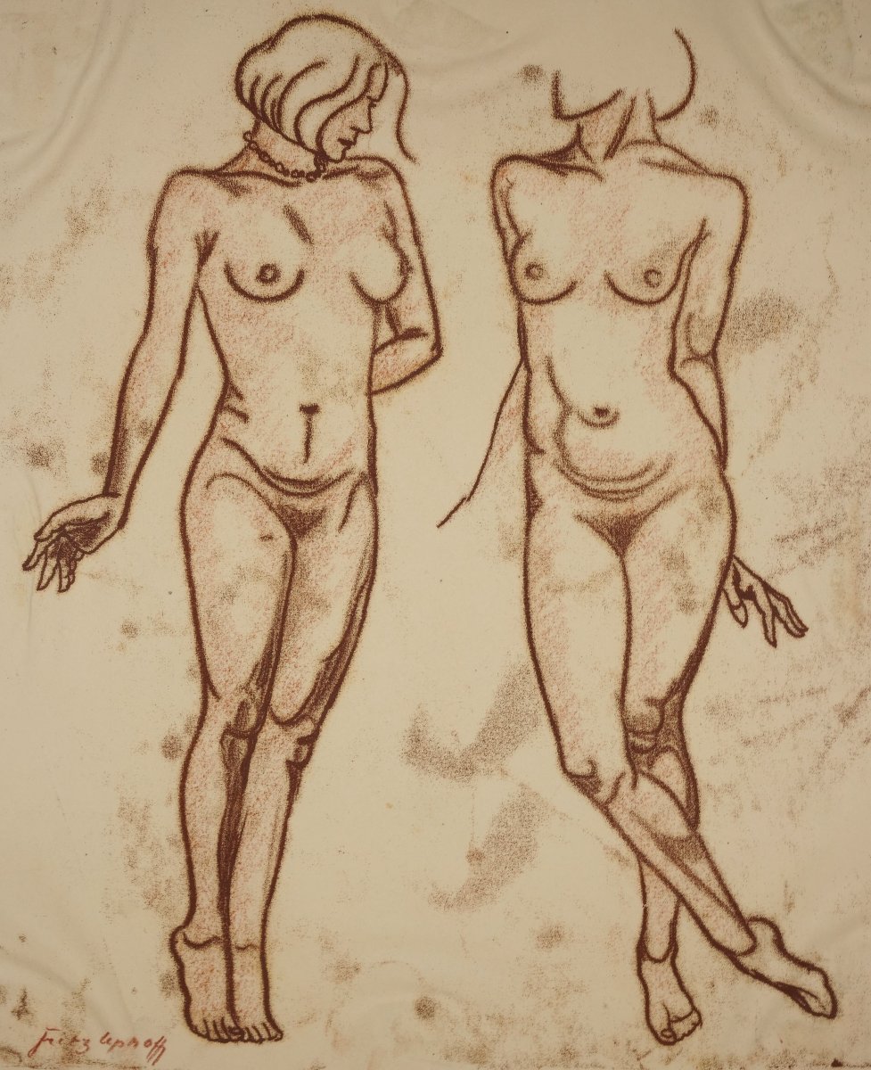 Fritz Uphoff (1890, Witten – 1966, Worpswede), Deux nus féminins, vers 1930