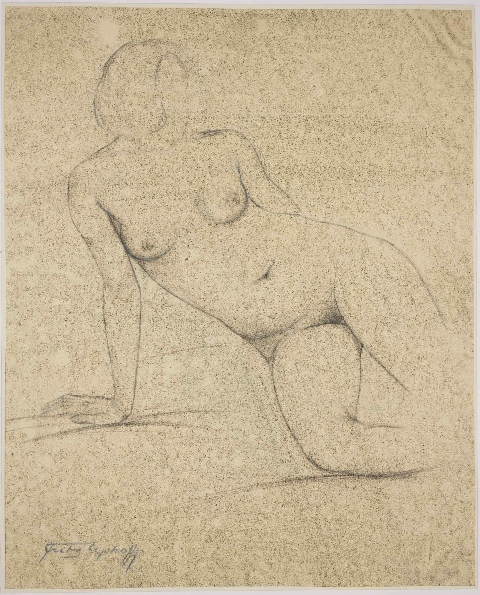 Fritz Uphoff (1890, Witten – 1966, Worpswede), Nu féminin, vers 1930-photo-4