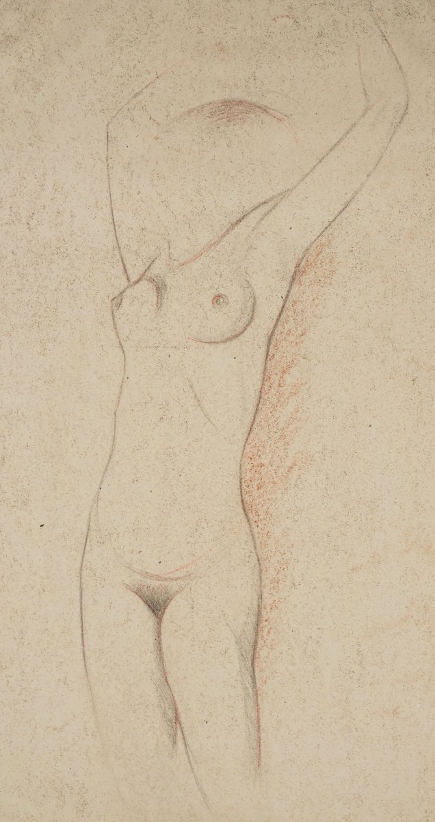 Fritz Uphoff (1890 Witten – 1966 Worpswede), Standing Nude, ca. 1930-photo-2