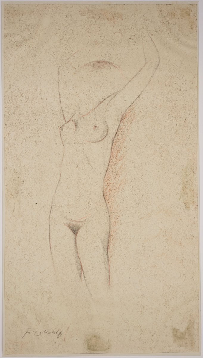 Fritz Uphoff (1890 Witten – 1966 Worpswede), Standing Nude, ca. 1930-photo-4