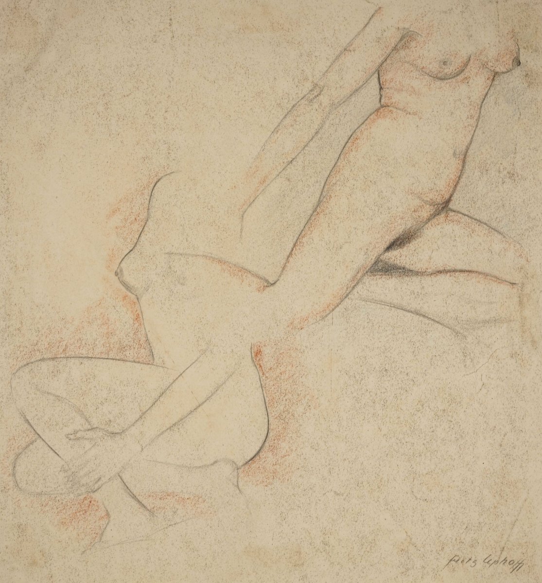 Fritz Uphoff (1890, Witten – 1966, Worpswede), Two Nudes In Motion, Ca. 1930