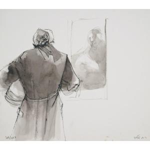 Ruth Schloss (1922-2013), Vieil homme devant un miroir, vers 1990