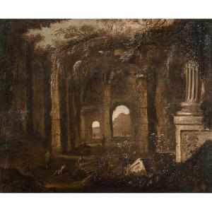 Abraham Van Cuylenborch – Animated Scene In An Ancient Temple In Ruins