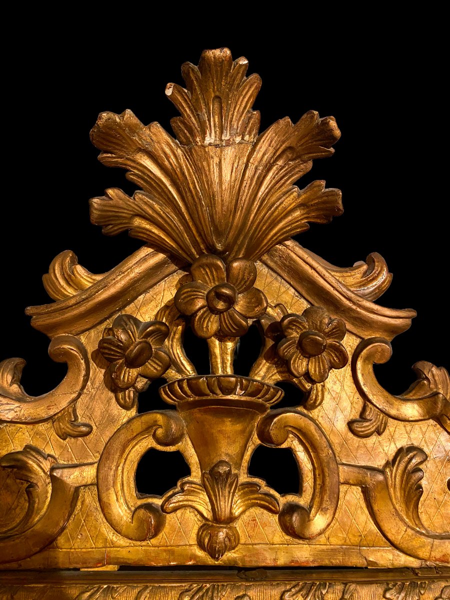Miroir à verre bleu et bois doré du XVIIIe siècle-photo-3