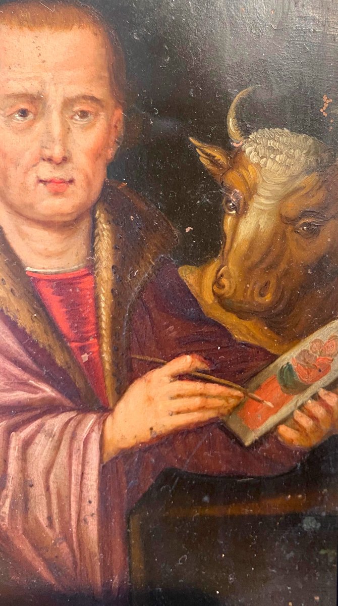 Saint Luke, Oil On Copper, Spanish School, 17th Century-photo-2