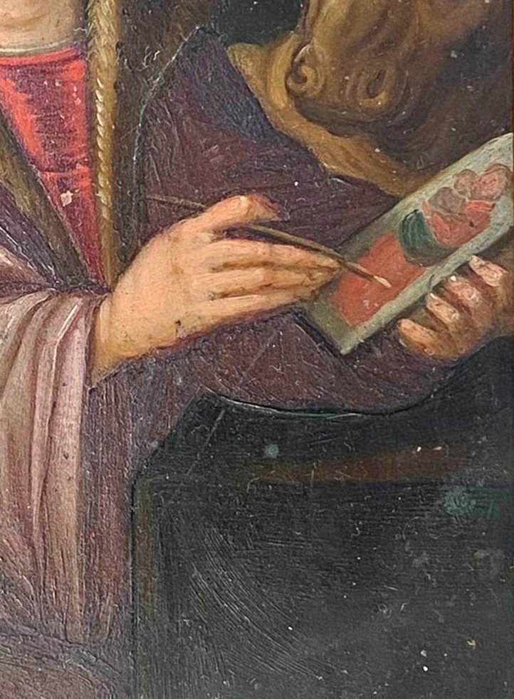 Saint Luke, Oil On Copper, Spanish School, 17th Century-photo-4
