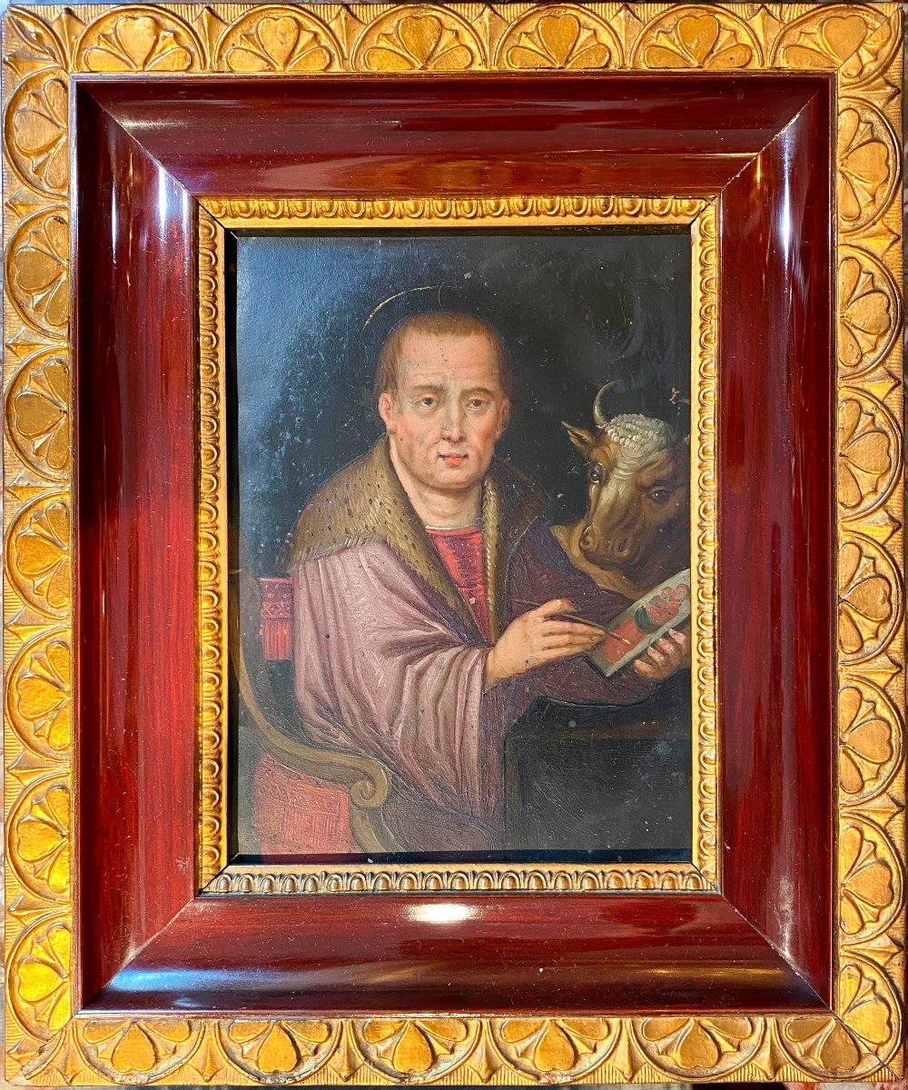 Saint Luke, Oil On Copper, Spanish School, 17th Century