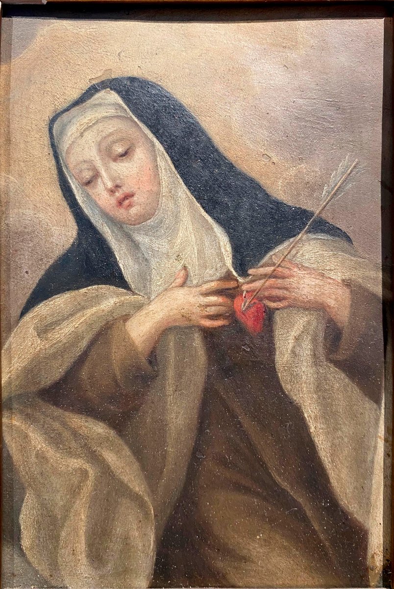 Santa Teresa, Oil On Copper, Spanish School, 17th Century-photo-2