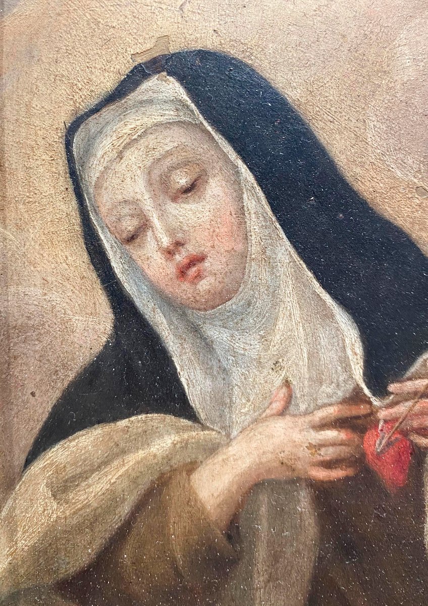 Santa Teresa, Oil On Copper, Spanish School, 17th Century-photo-3