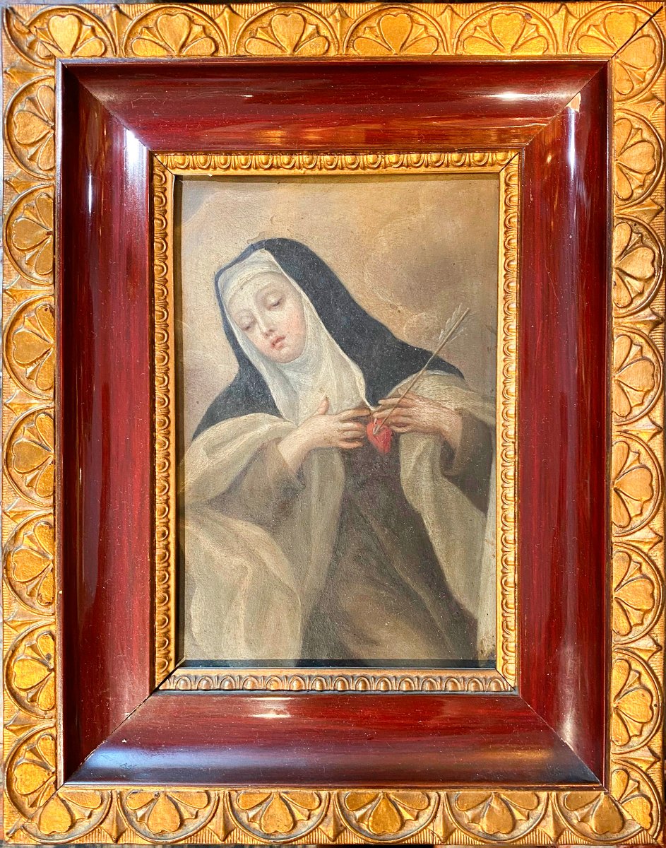 Santa Teresa, Oil On Copper, Spanish School, 17th Century