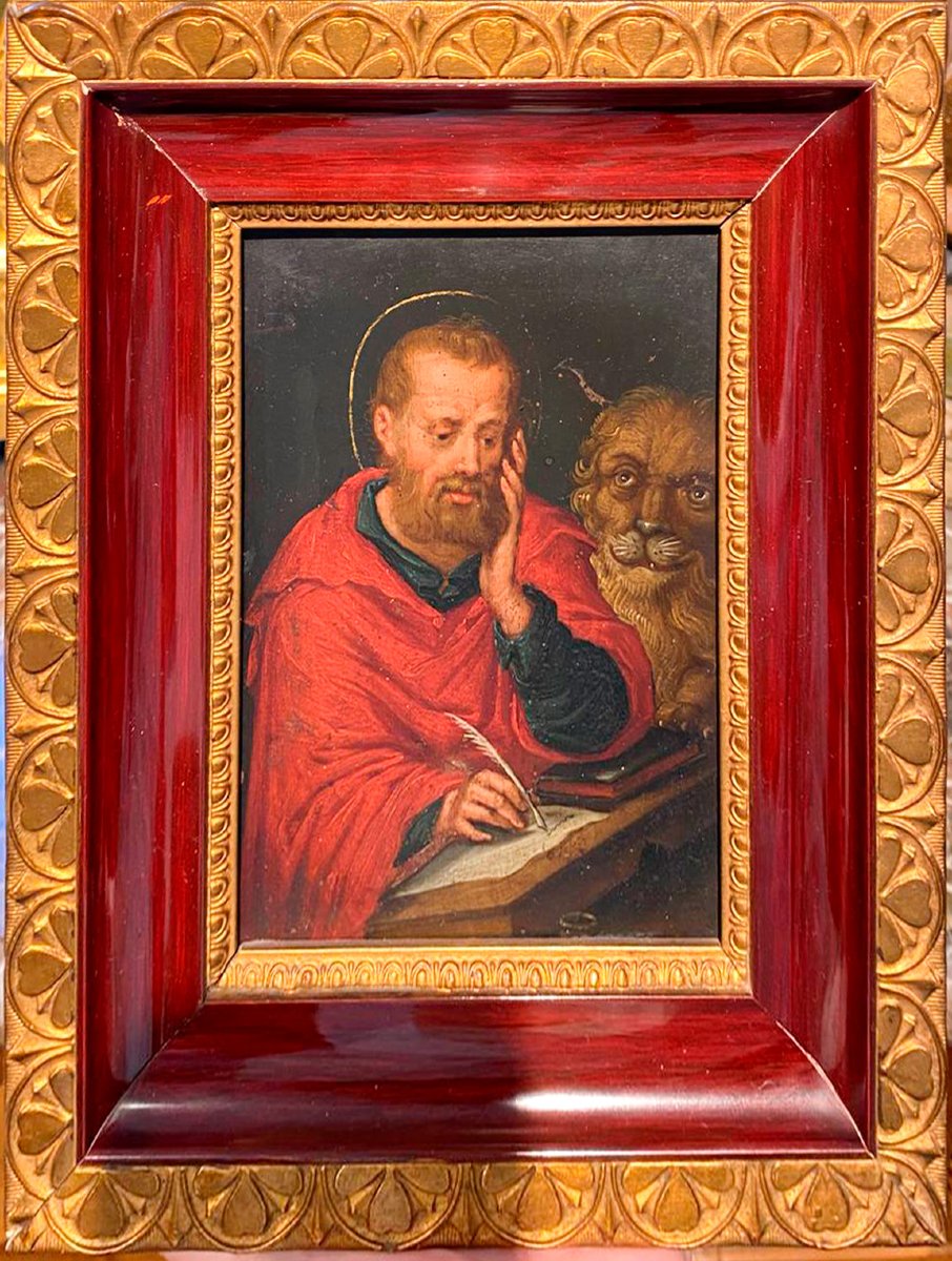 Saint Marc, huile sur cuivre, école espagnole, XVIIe siècle