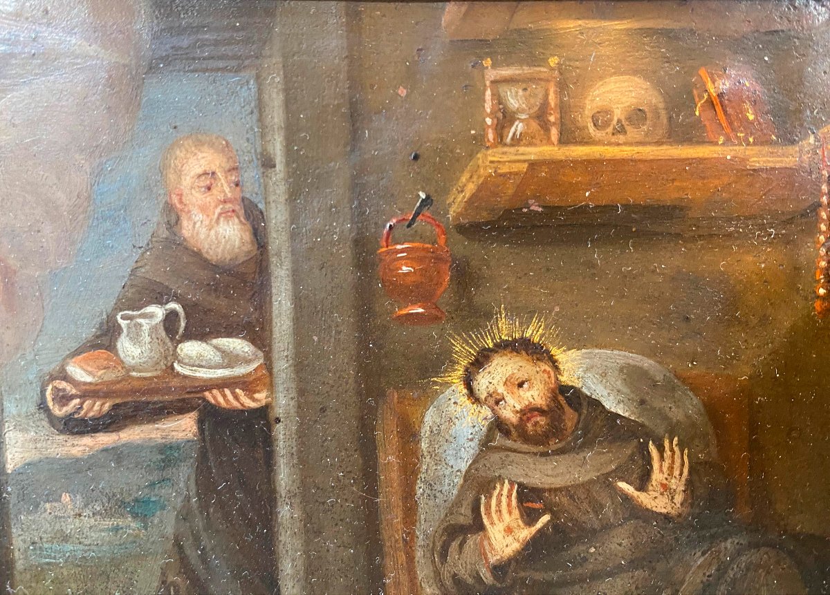 Saint Francis Of Assisi, Oil On Copper, Spanish School, 17th Century-photo-2