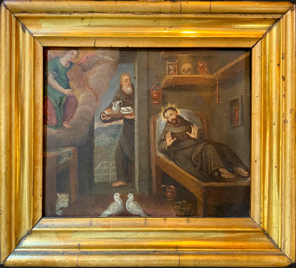 Saint Francis Of Assisi, Oil On Copper, Spanish School, 17th Century