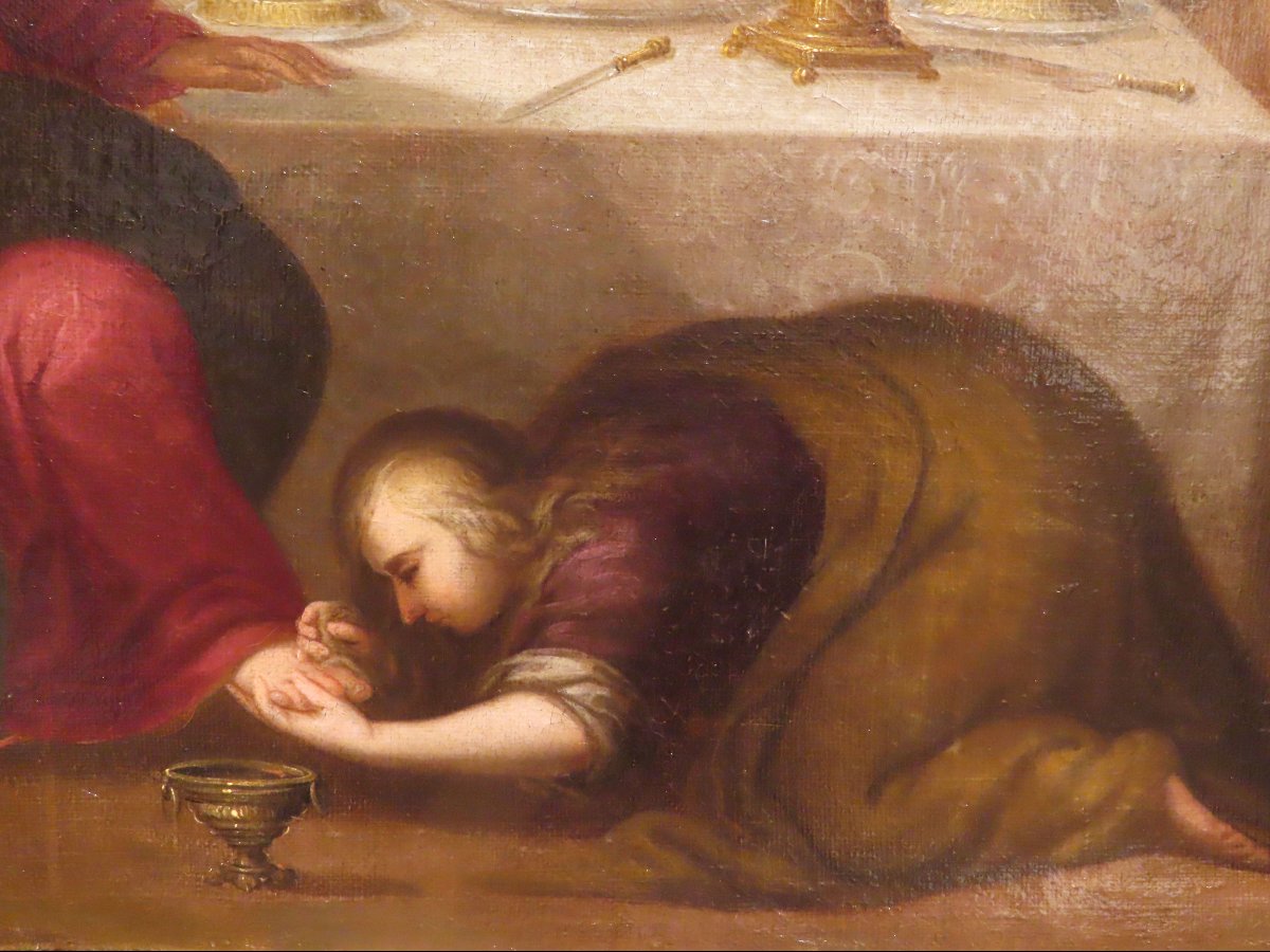 The Anointing Of Christ At Bethany Oil On Canvas Attributed To Juan Of Seville, Granada. 17th Century-photo-4