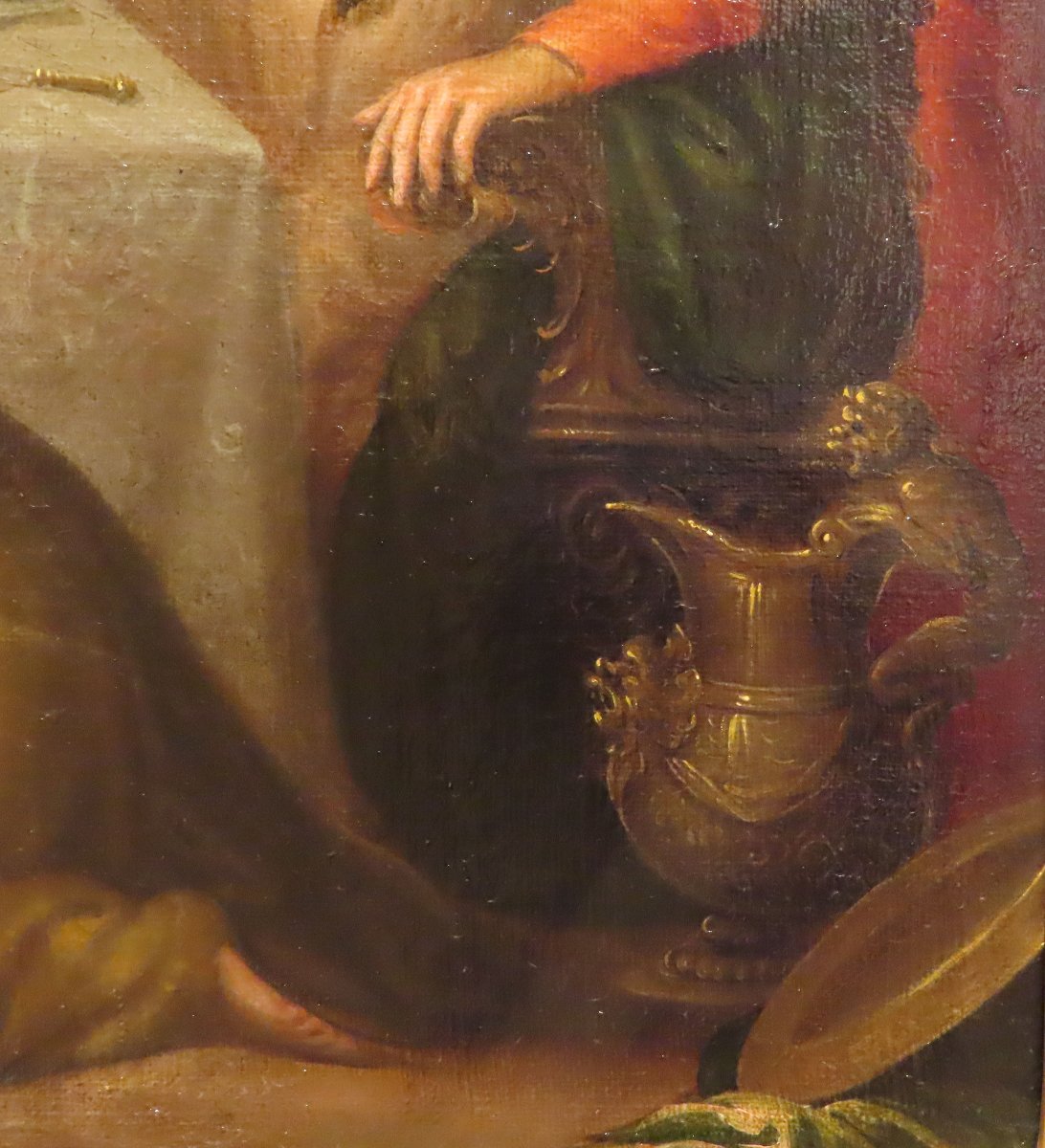 The Anointing Of Christ At Bethany Oil On Canvas Attributed To Juan Of Seville, Granada. 17th Century-photo-1