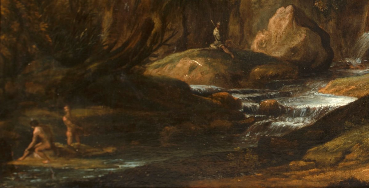 Landscape Of The Roman Countryside, Oil On Canvas, Attributed To Gaspard Dughet, 17th Century-photo-4