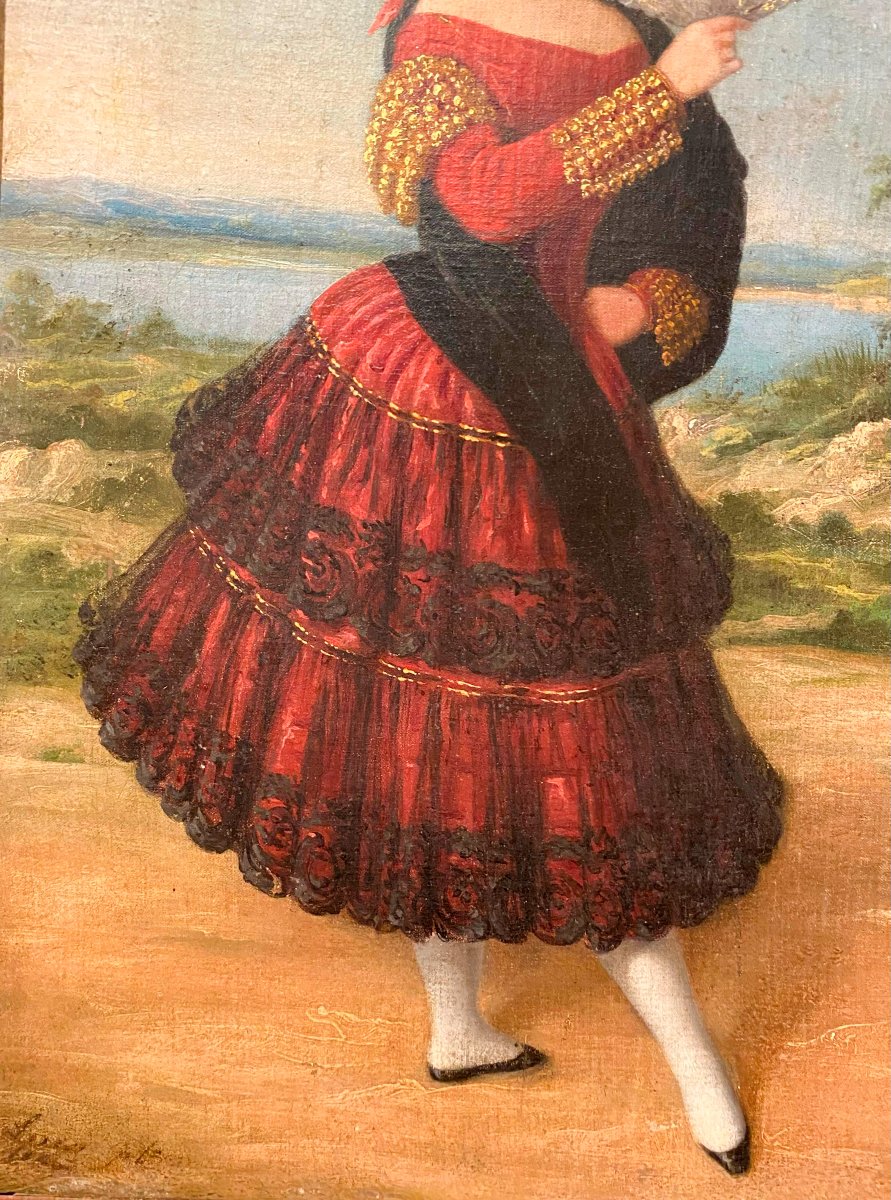 La Danseuse de flamenco, huile sur toile, signée Eugenio Lucas Velázquez, XIXe siècle-photo-4