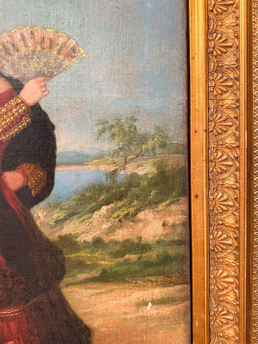 La Danseuse de flamenco, huile sur toile, signée Eugenio Lucas Velázquez, XIXe siècle-photo-1