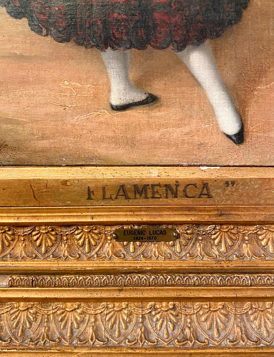 La Danseuse de flamenco, huile sur toile, signée Eugenio Lucas Velázquez, XIXe siècle-photo-2