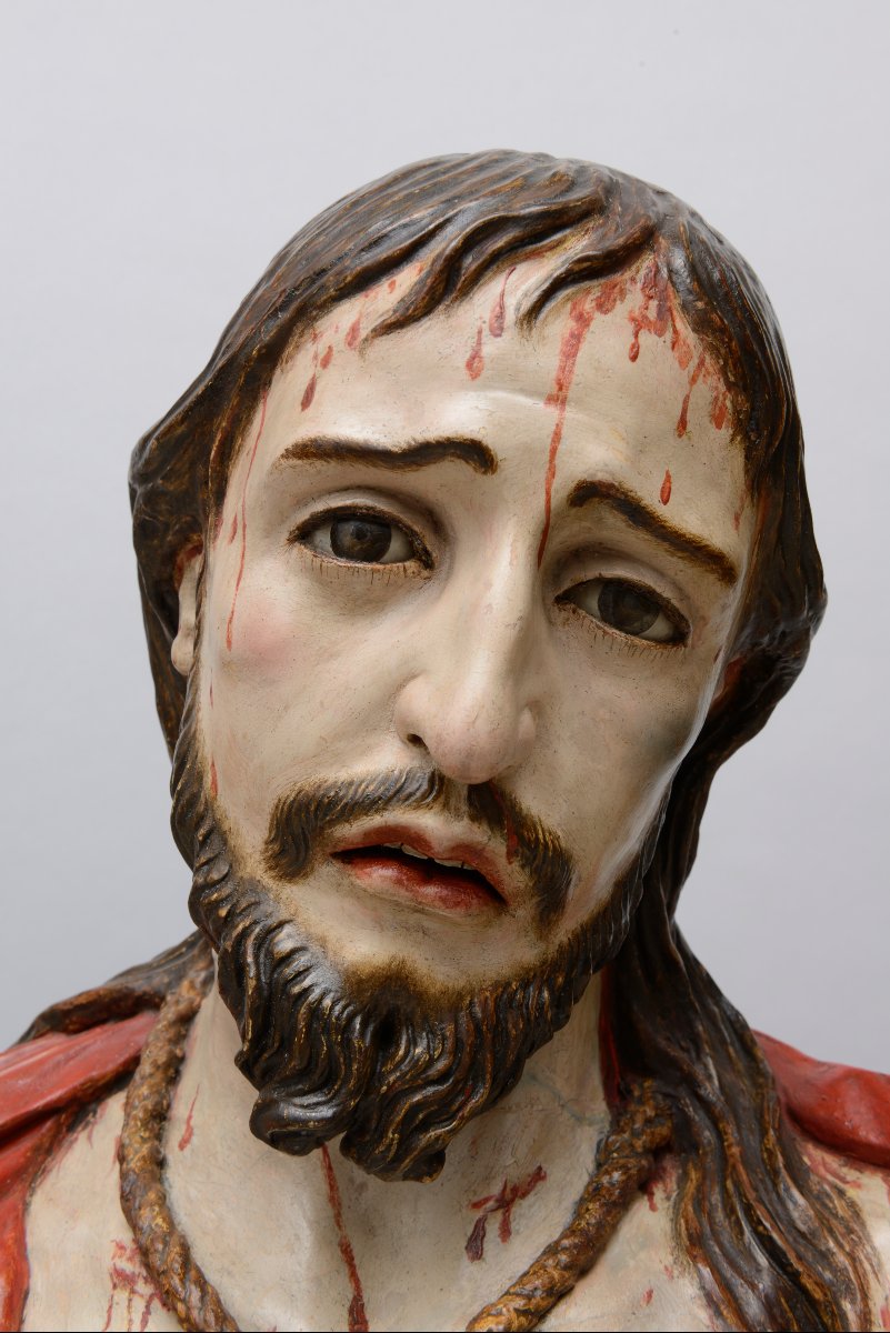 Ecce Homo Polychrome Terracotta Figure Attributed To José De Mora (1642–1726), 17th Century-photo-2