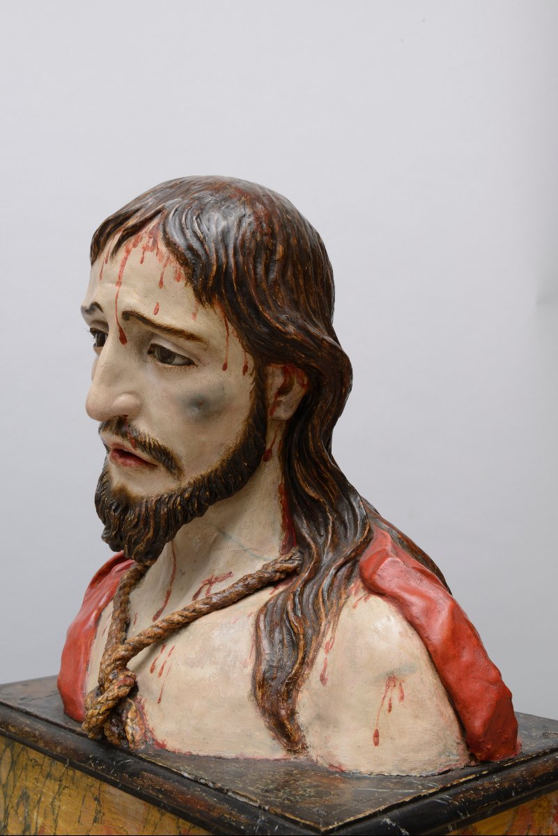 Ecce Homo Polychrome Terracotta Figure Attributed To José De Mora (1642–1726), 17th Century-photo-1