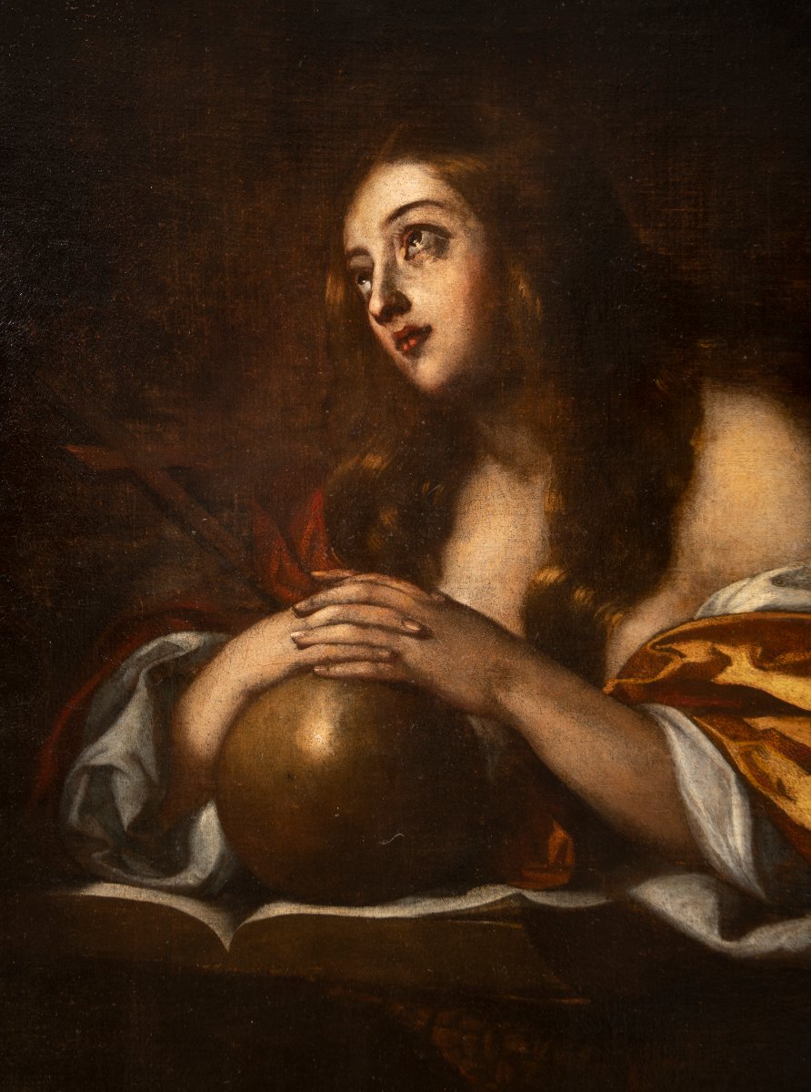  Penitent Madeleine, Oil On Canvas, Italian School, 18th Century.-photo-2