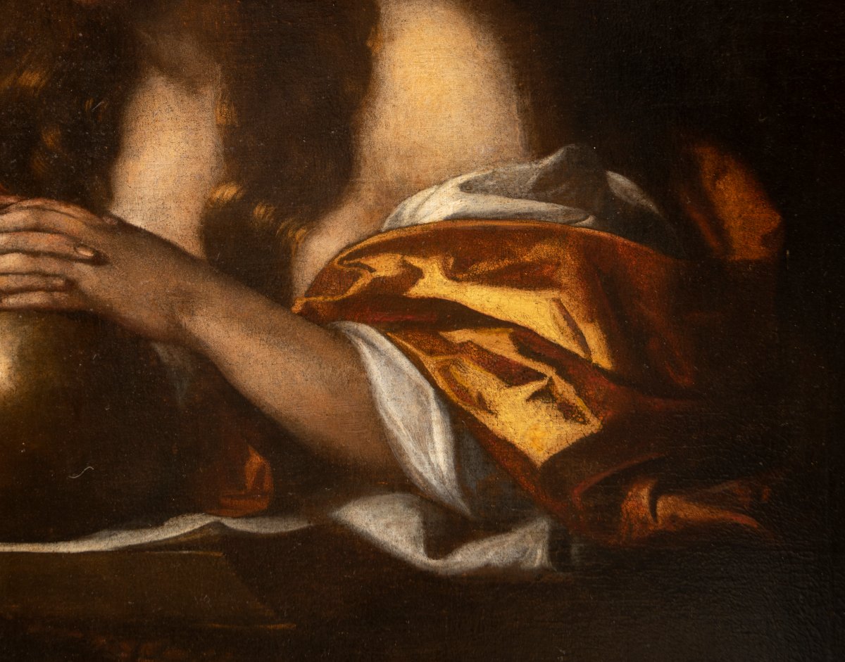  Penitent Madeleine, Oil On Canvas, Italian School, 18th Century.-photo-3