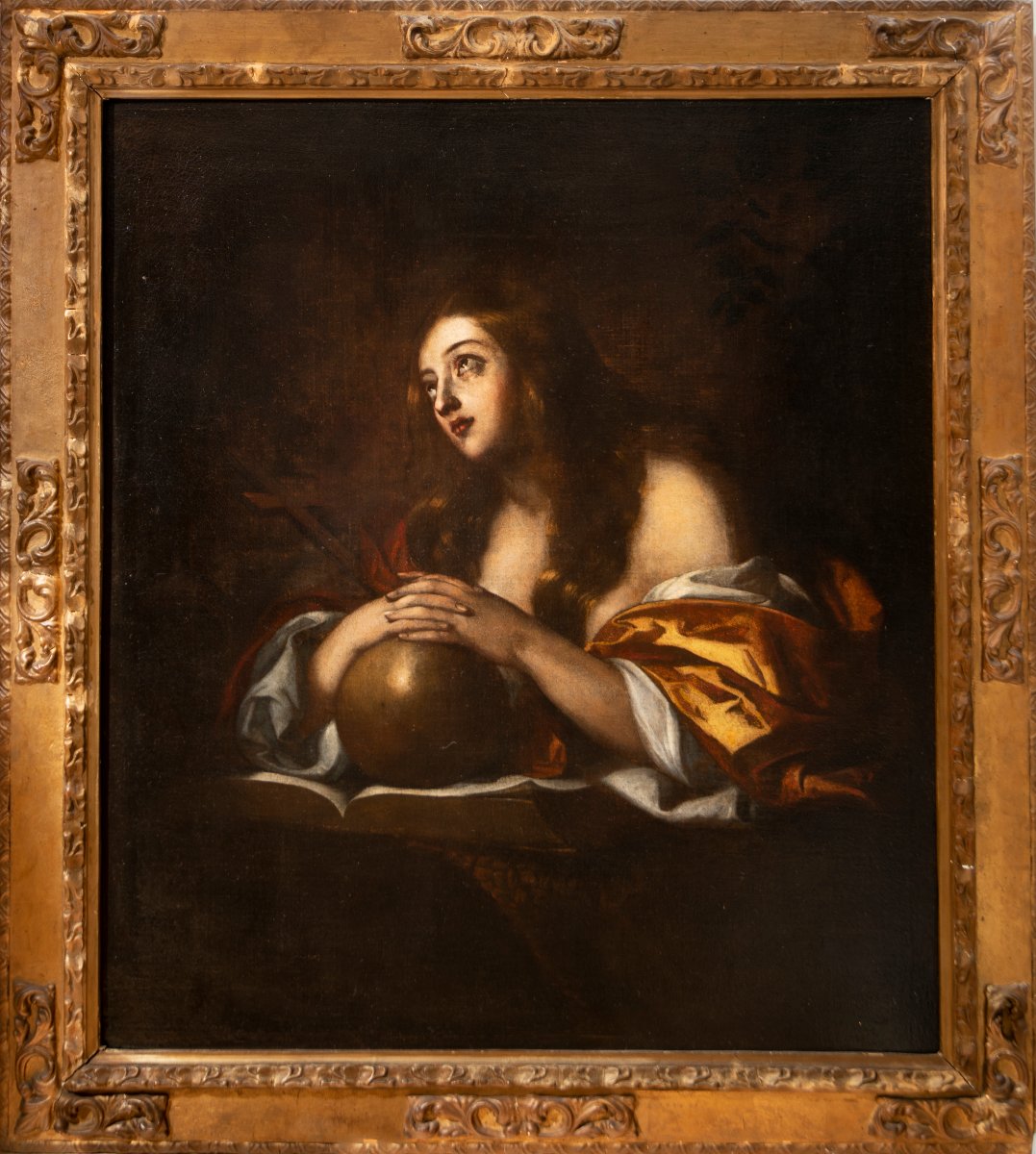  Penitent Madeleine, Oil On Canvas, Italian School, 18th Century.