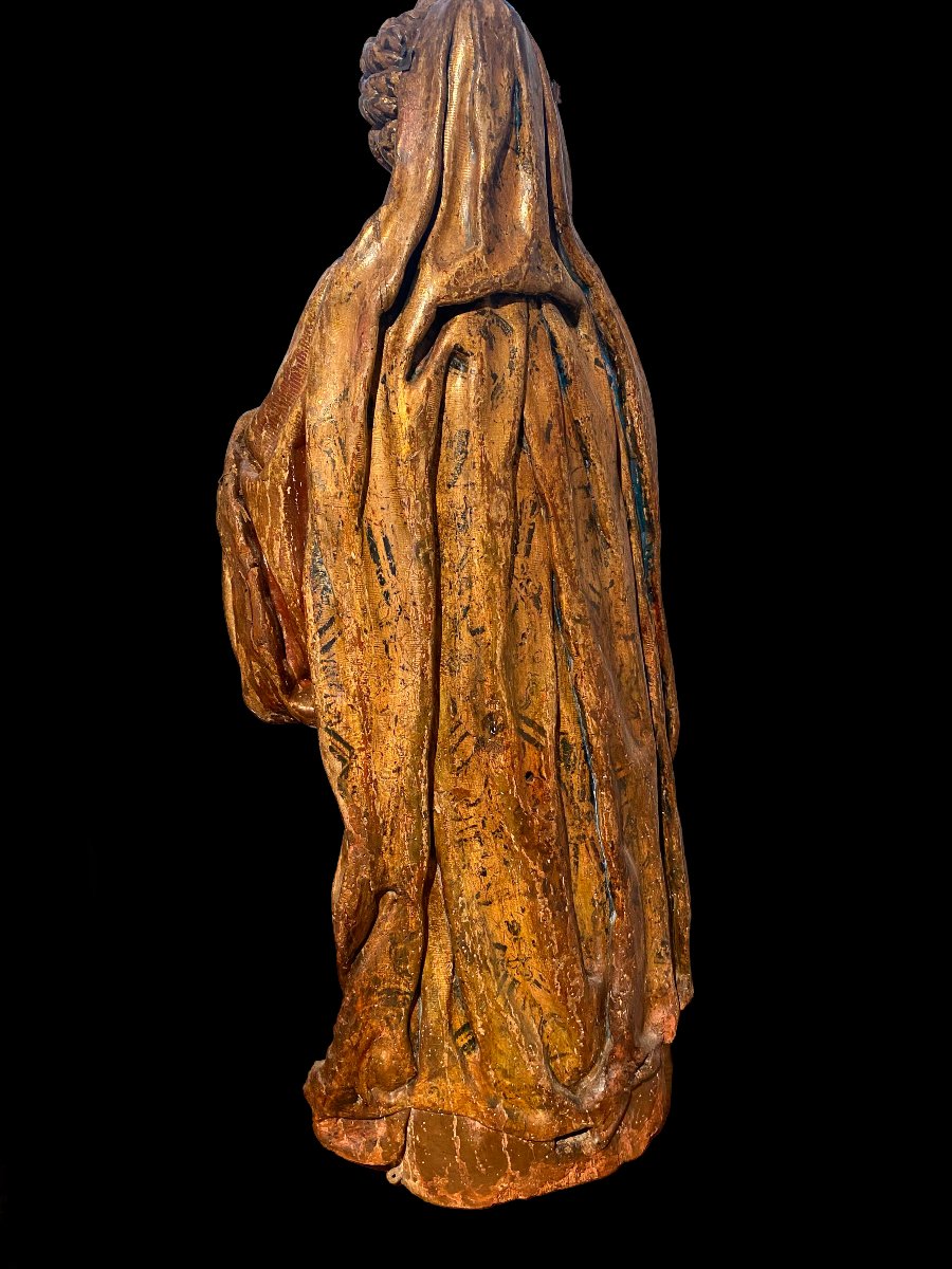 Sainte Sculpture en bois sculpté, doré et polychromé école espagnole, XVIIe siècle.-photo-4