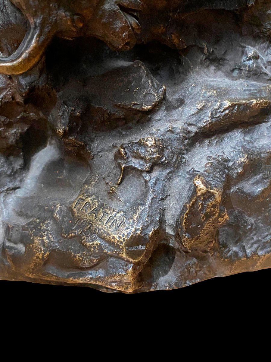 *eagles Devouring A Ram* Bronze Sculpture By Christophe Fratin, Dated 1838-photo-1