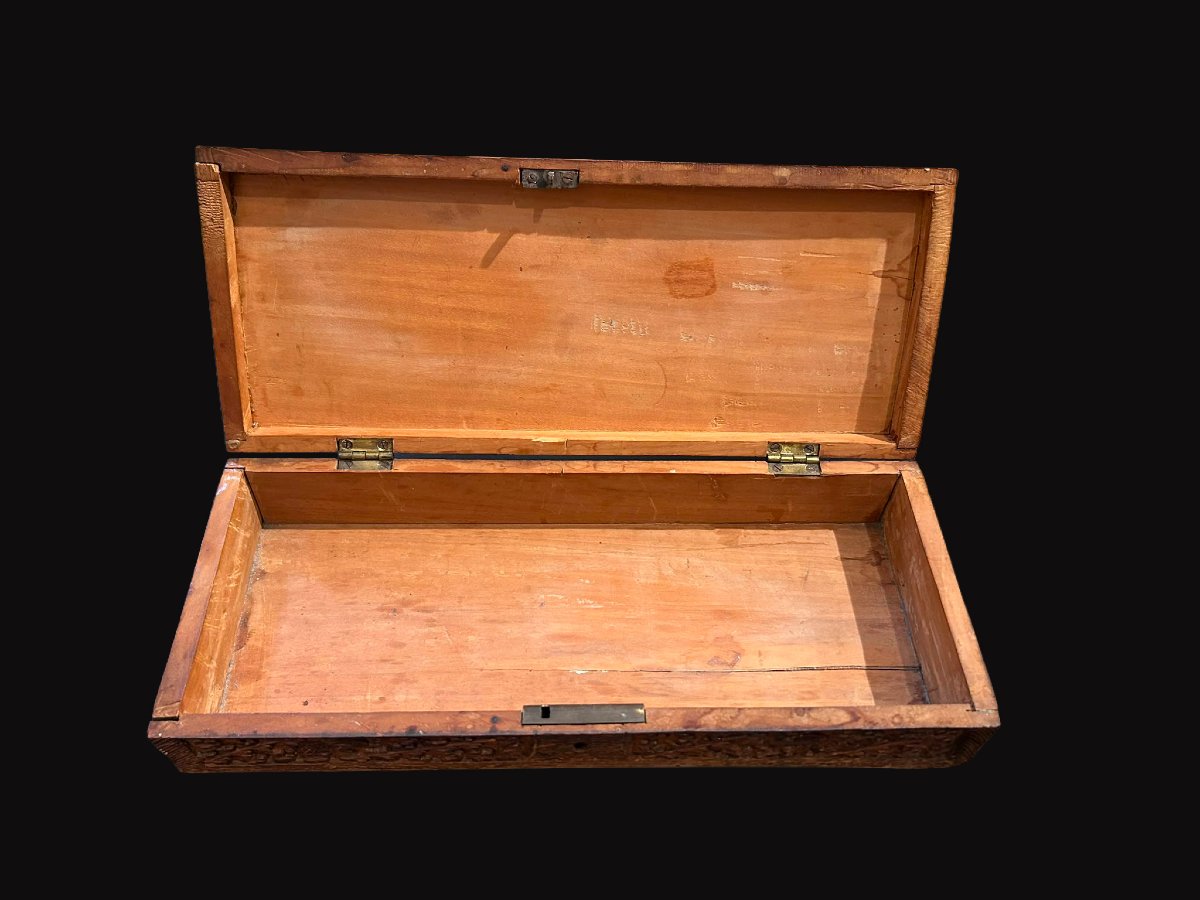 Carved Box Made Of Indian Sandalwood, 19th Century-photo-5