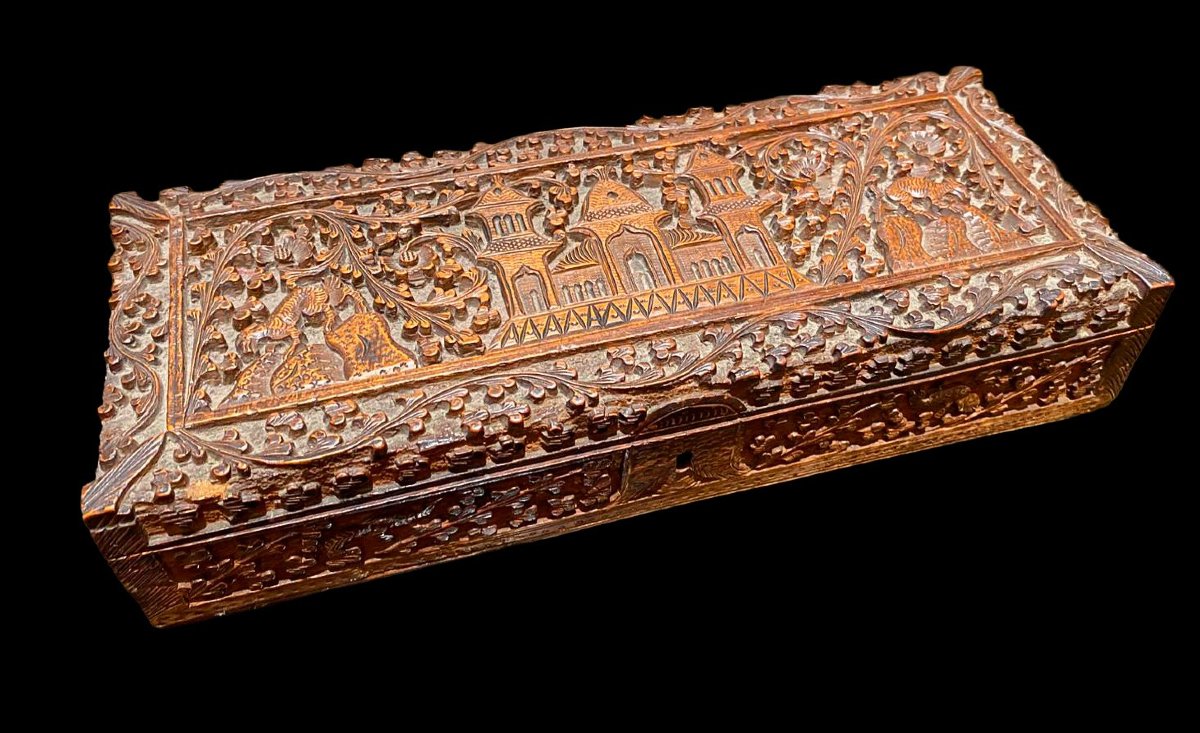 Carved Box Made Of Indian Sandalwood, 19th Century