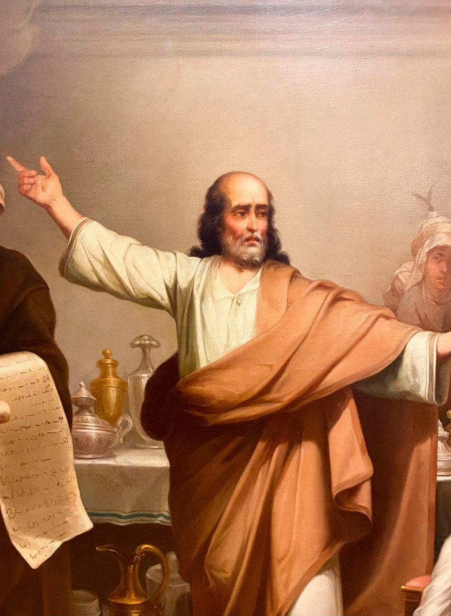 Le festin du roi Balthazar, huile sur toile, école française, XIXe siècle-photo-4