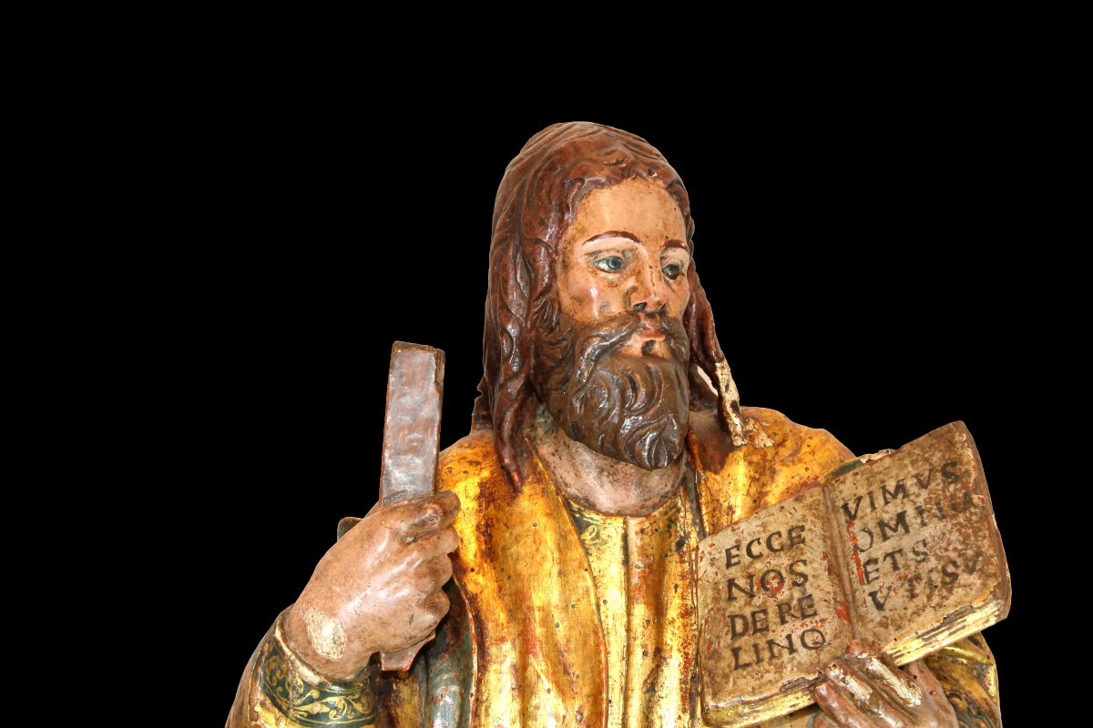 Saint Peter, A Wood Carving From The Castilian School, 16th Century-photo-2