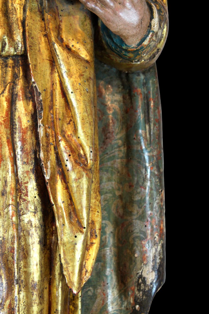 Saint Peter, A Wood Carving From The Castilian School, 16th Century-photo-2