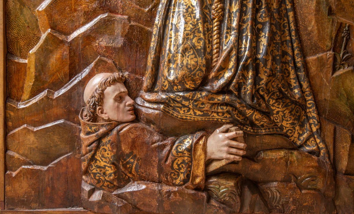 Relief l'imposition des stigmates du Christ à saint François école andalouse XVIIe siècle-photo-3