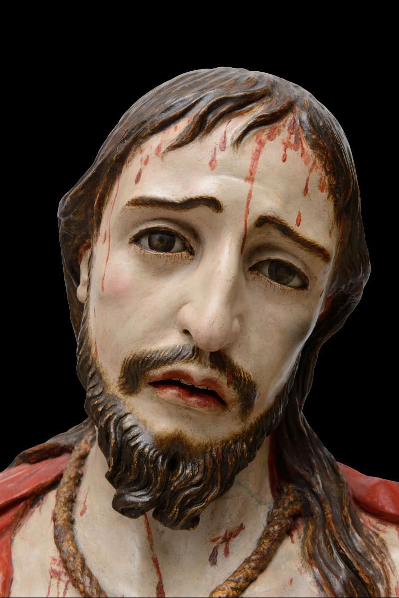 Ecce Homo, Polychrome Terracotta, Granada School, 17th Century-photo-2