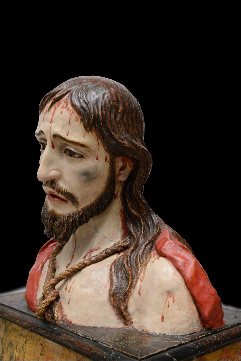 Ecce Homo, Polychrome Terracotta, Granada School, 17th Century-photo-3