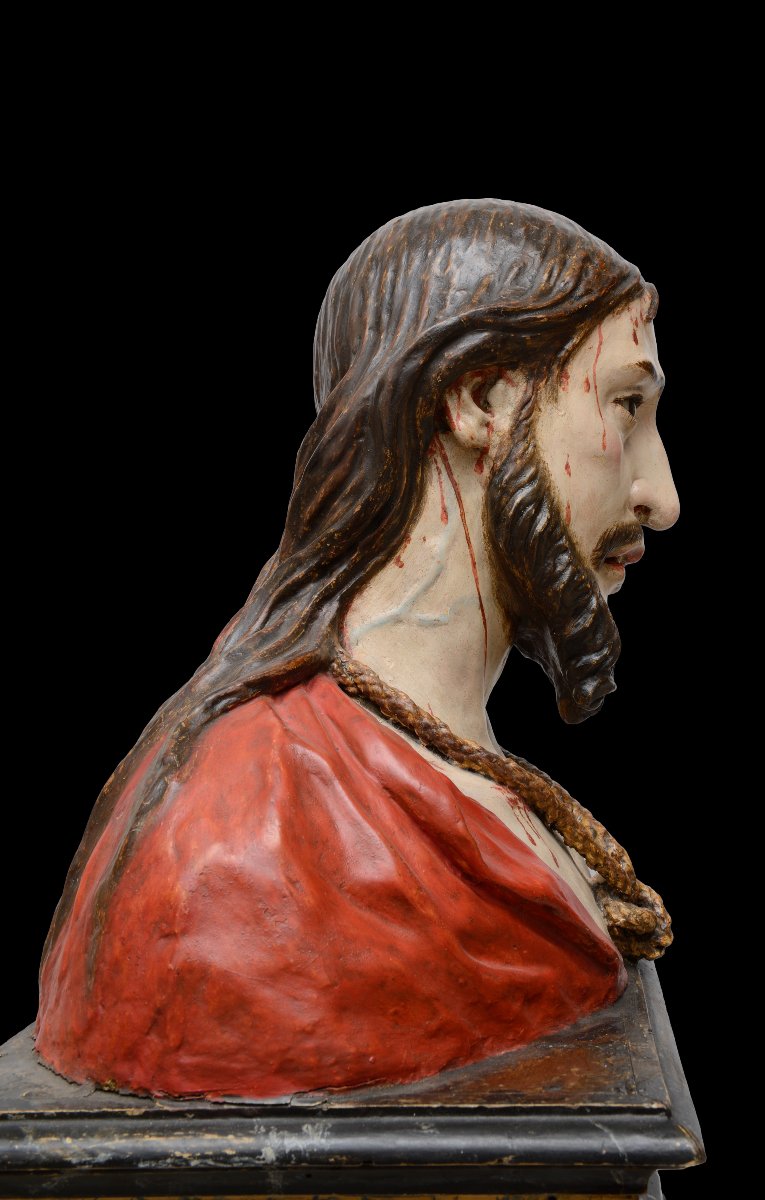 Ecce Homo, Polychrome Terracotta, Granada School, 17th Century-photo-4