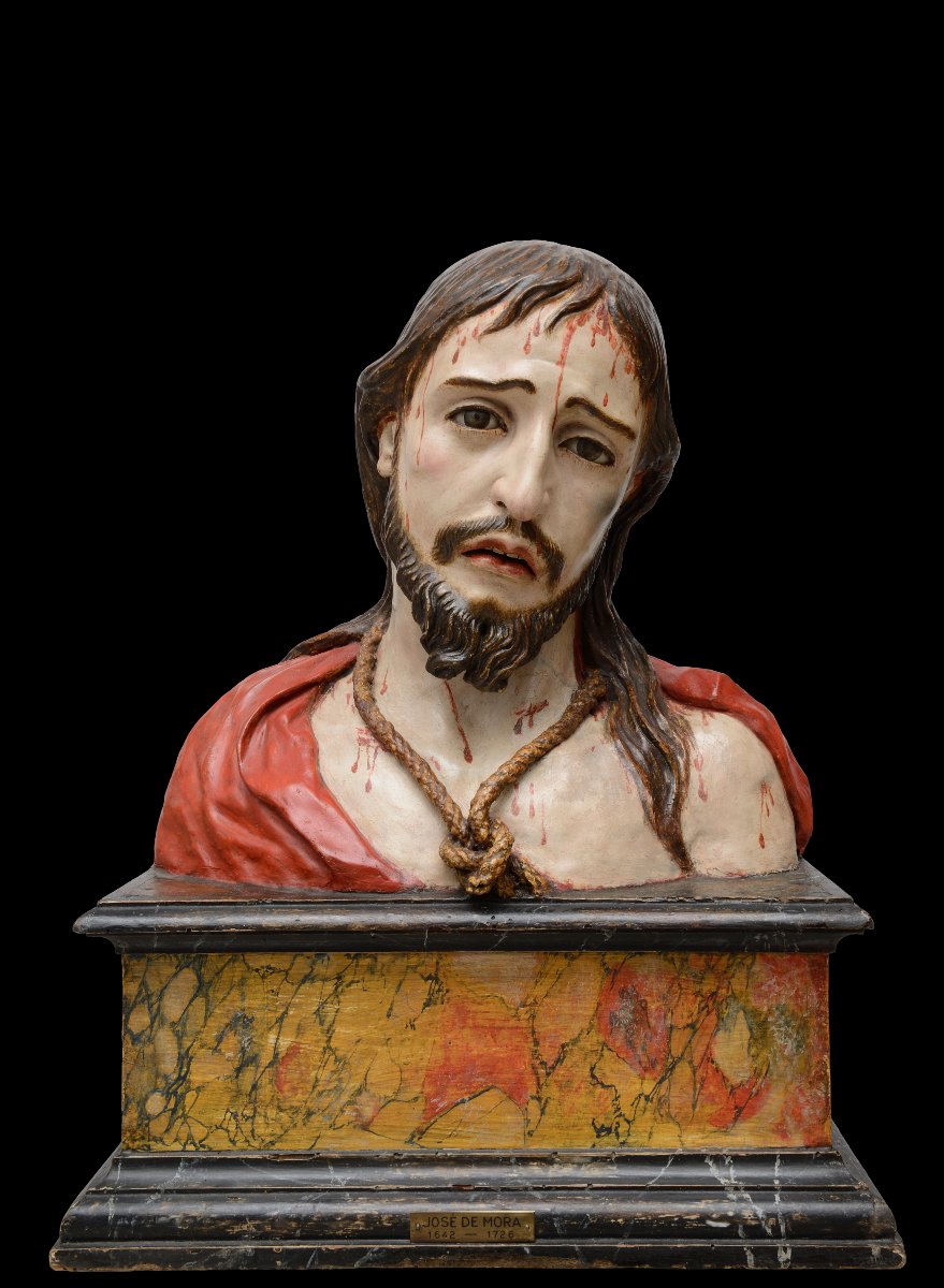Ecce Homo, Polychrome Terracotta, Granada School, 17th Century