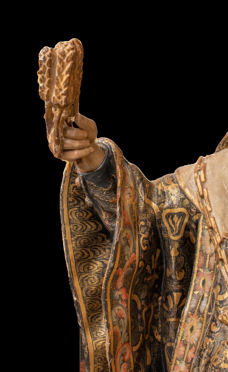 Saint Ubaldesca Or Waldesca, Polychrome And Gilded Wooden Sculpture, Spanish School, 17th Century-photo-4