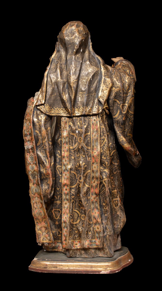 Saint Ubaldesca Or Waldesca, Polychrome And Gilded Wooden Sculpture, Spanish School, 17th Century-photo-2