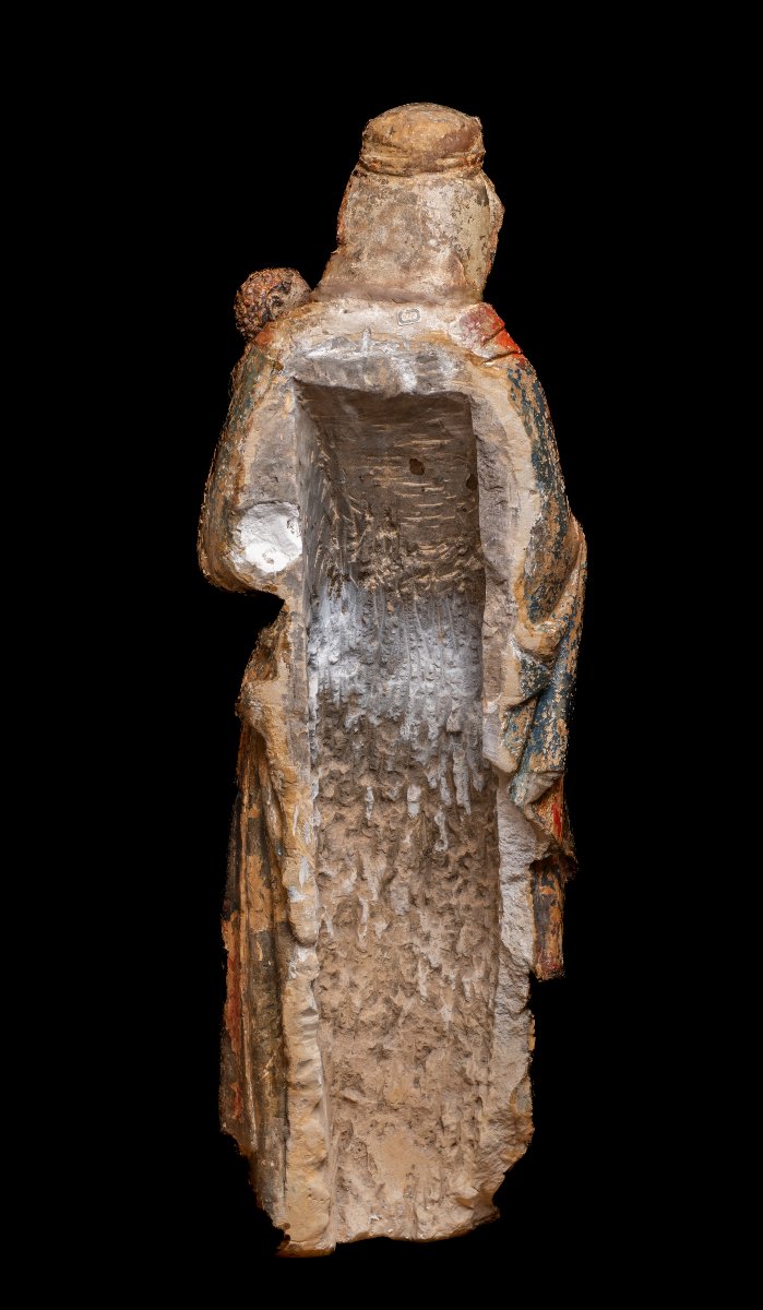 Virgin With Child, A Gothic Limestone Sculpture From The Spanish School, Late 13th Century-photo-4