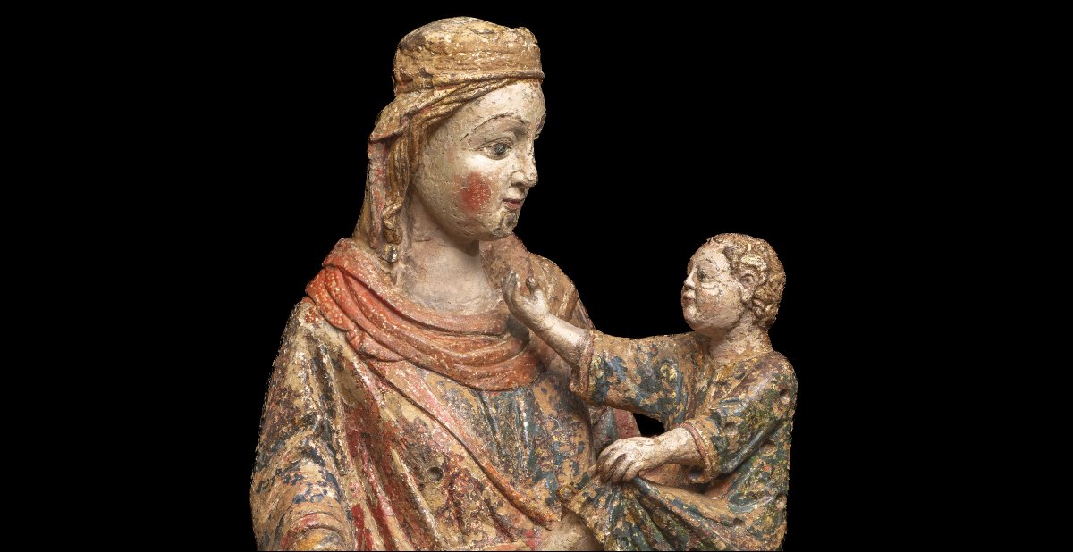 Virgin With Child, A Gothic Limestone Sculpture From The Spanish School, Late 13th Century-photo-1