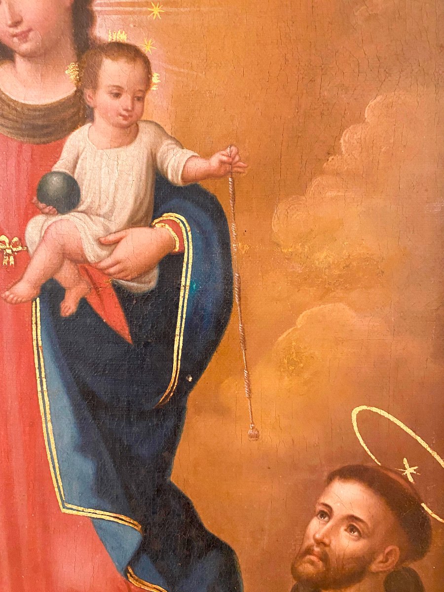 Virgin Of The Rosary. Oil On Canvas. Mexican School. 18th Century-photo-4