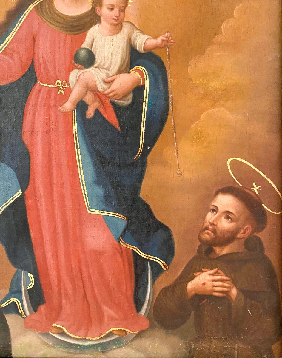 Virgin Of The Rosary. Oil On Canvas. Mexican School. 18th Century-photo-2